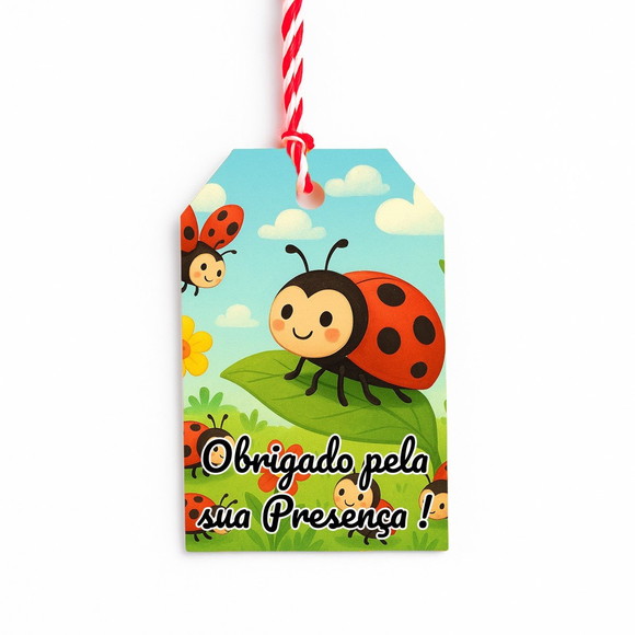 Tag de Agradecimento Personalizada 7x5 Joaninhas - Imagem 3