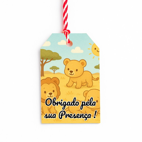 Tag de Agradecimento Personalizada 7x5 Leãozinhos - Imagem 4