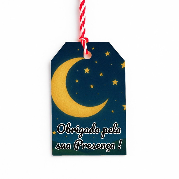 Tag de Agradecimento Personalizada 7x5 Lua e Estrelas - Imagem 2