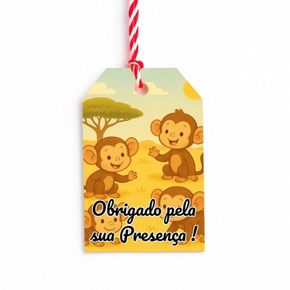 Tag de Agradecimento Personalizada 7x5 Macaquinhos - Imagem 5