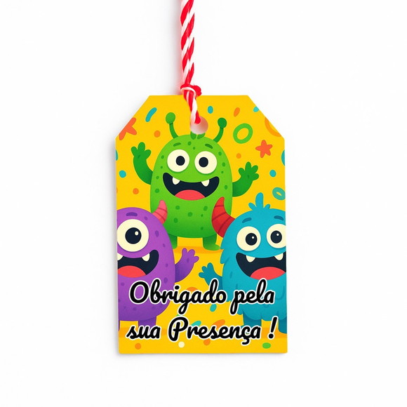 Tag de Agradecimento Personalizada 7x5 Monstrinhos - Imagem 3