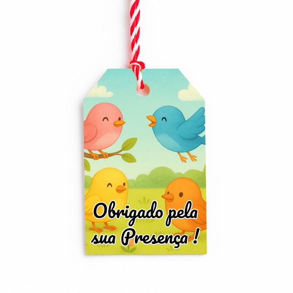 Tag de Agradecimento Personalizada 7x5 Passarinhos