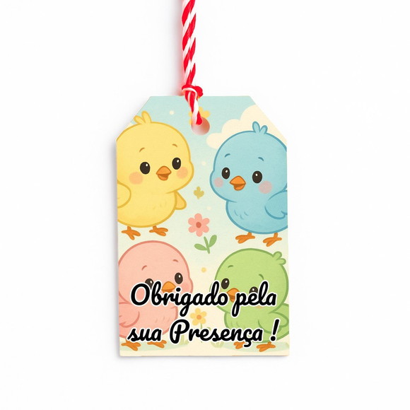 Tag de Agradecimento Personalizada 7x5 Passarinhos Baby - Imagem 4