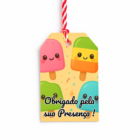 Tag de Agradecimento Personalizada 7x5 Picolés - Imagem 3