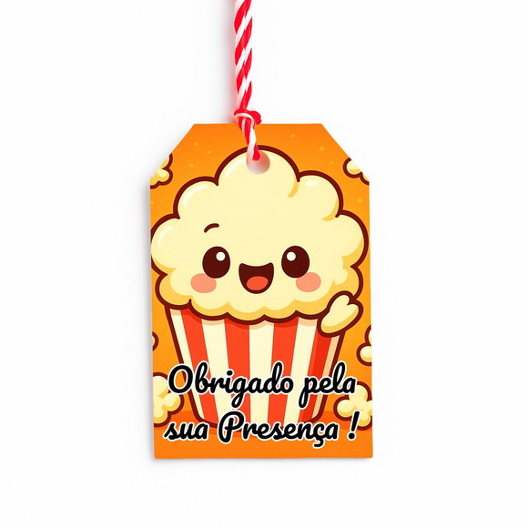 Tag de Agradecimento Personalizada 7x5 Pipoca - Imagem 2