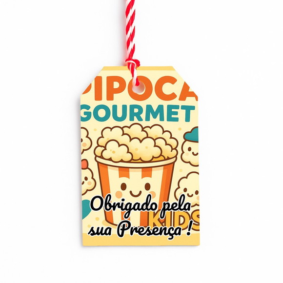 Tag de Agradecimento Personalizada 7x5 Pipoca Gourmet Kids - Imagem 4
