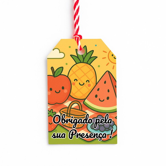 Tag de Agradecimento Personalizada 7x5 Piquenique das Frutas - Imagem 5