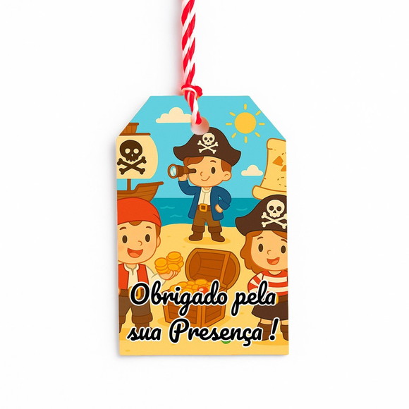 Tag de Agradecimento Personalizada 7x5 Piratas - Imagem 5