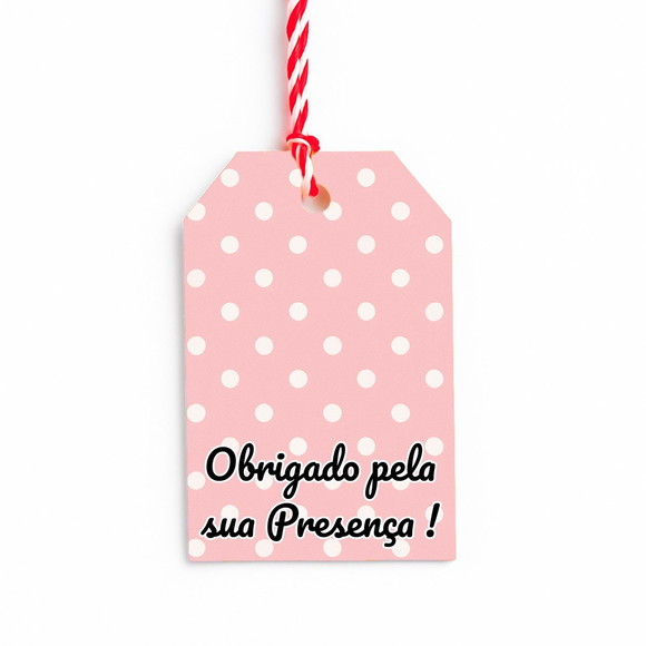 Tag de Agradecimento Personalizada 7x5 Poá Rosa Bebê