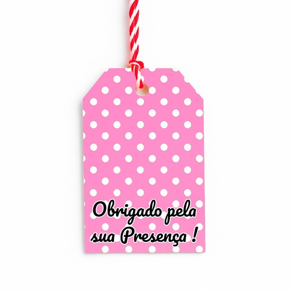 Tag de Agradecimento Personalizada 7x5 Poá Rosa Pink - Imagem 5