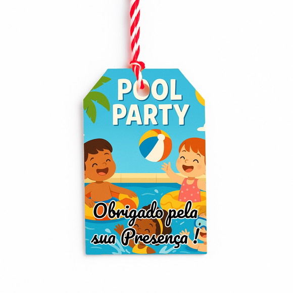 Tag de Agradecimento Personalizada 7x5 Pool Party - Imagem 3