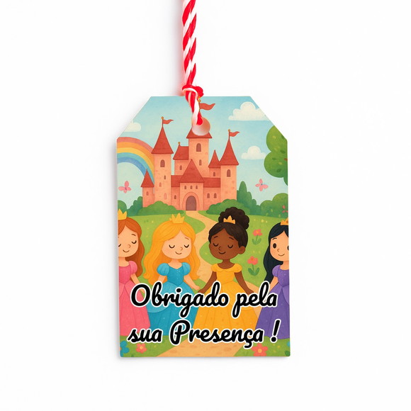 Tag de Agradecimento Personalizada 7x5 Princesas Encantadas - Imagem 2