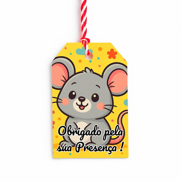 Tag de Agradecimento Personalizada 7x5 Ratinho Fofo - Imagem 2