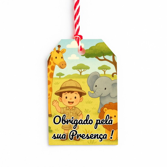 Tag de Agradecimento Personalizada 7x5 Safari - Imagem 2