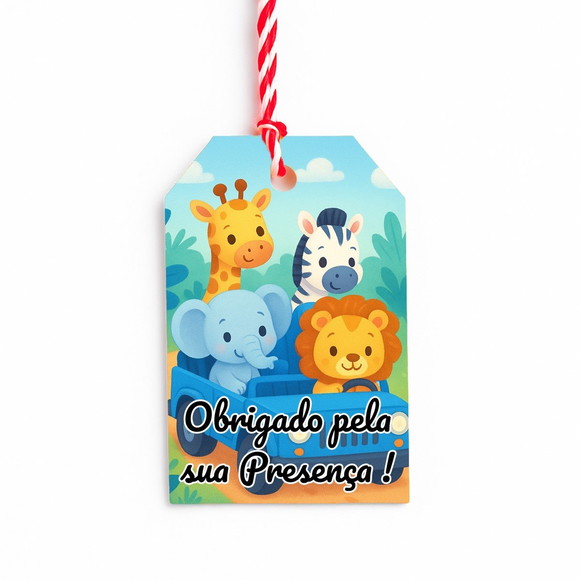 Tag de Agradecimento Personalizada 7x5 Safari Azul - Imagem 2