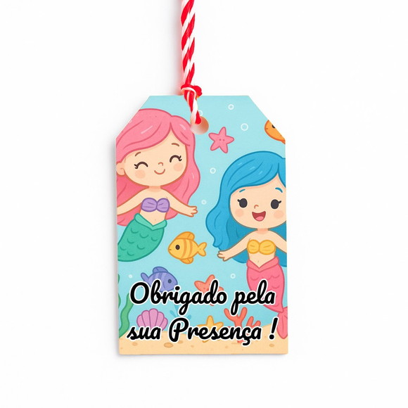Tag de Agradecimento Personalizada 7x5 Sereias - Imagem 2