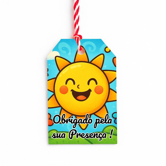 Tag de Agradecimento Personalizada 7x5 Sol Sorridente