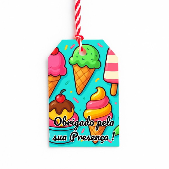 Tag de Agradecimento Personalizada 7x5 Sorvetes - Imagem 3