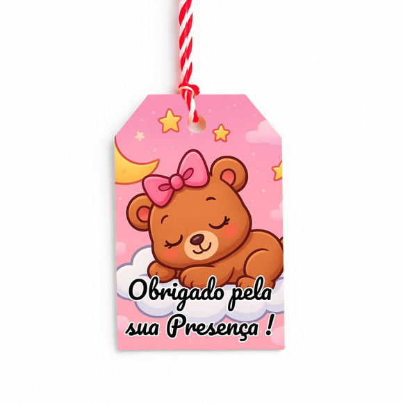 Tag de Agradecimento Personalizada 7x5 Ursinha Soninho - Imagem 3