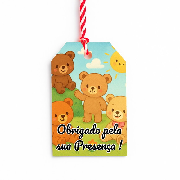 Tag de Agradecimento Personalizada 7x5 Ursinhos - Imagem 2