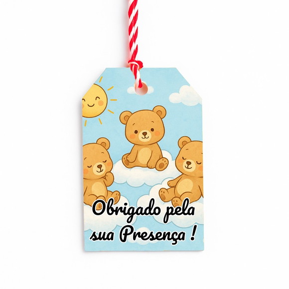Tag de Agradecimento Personalizada 7x5 Ursinhos na Nuvem - Imagem 3