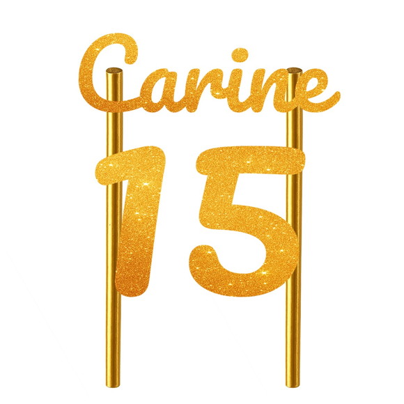 Topo de Bolo 15 Anos Glitter Nome Carine - Imagem 4