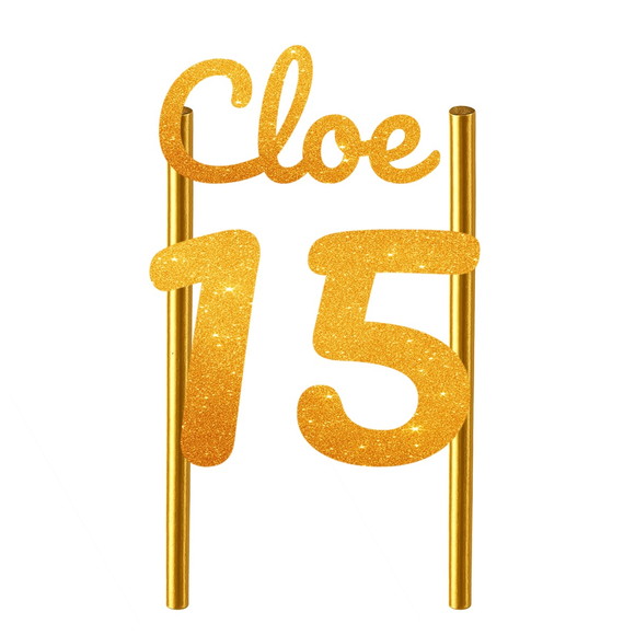 Topo de Bolo 15 Anos Glitter Nome Cloe - Imagem 2