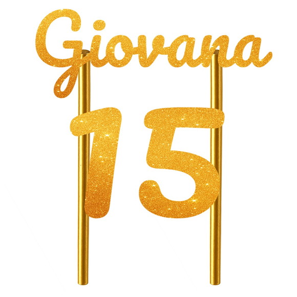Topo de Bolo 15 Anos Glitter Nome Giovana - Imagem 5