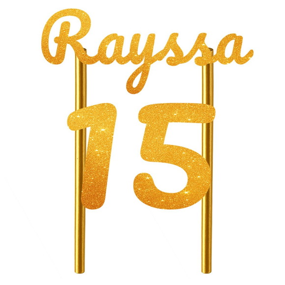 Topo de Bolo 15 Anos Glitter Nome Rayssa - Imagem 3