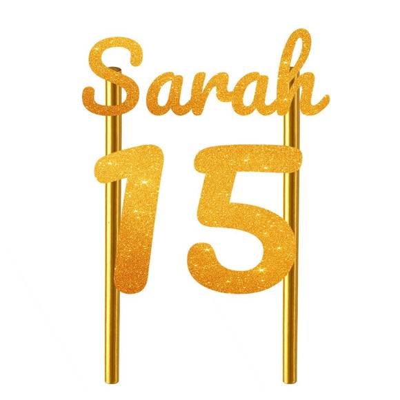 Topo de Bolo 15 Anos Glitter Nome Sarah - Imagem 5