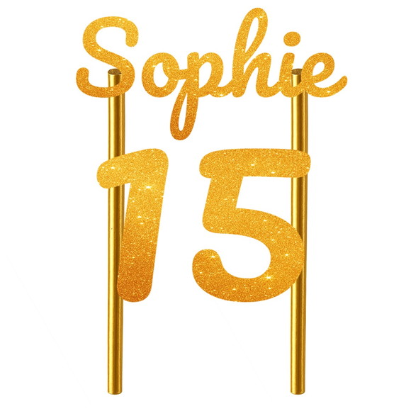 Topo de Bolo 15 Anos Glitter Nome Sophie - Imagem 3