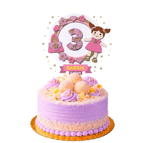 Topo de Bolo Premium Personalizado Boneca Bebê - Imagem 4