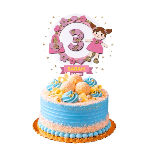 Topo de Bolo Premium Personalizado Boneca Bebê - Imagem 5
