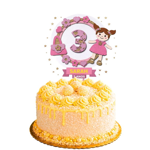 Topo de Bolo Premium Personalizado Boneca Bebê - Imagem 2