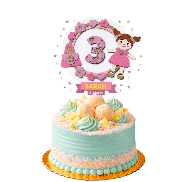 Topo de Bolo Premium Personalizado Boneca Bebê - Imagem 3