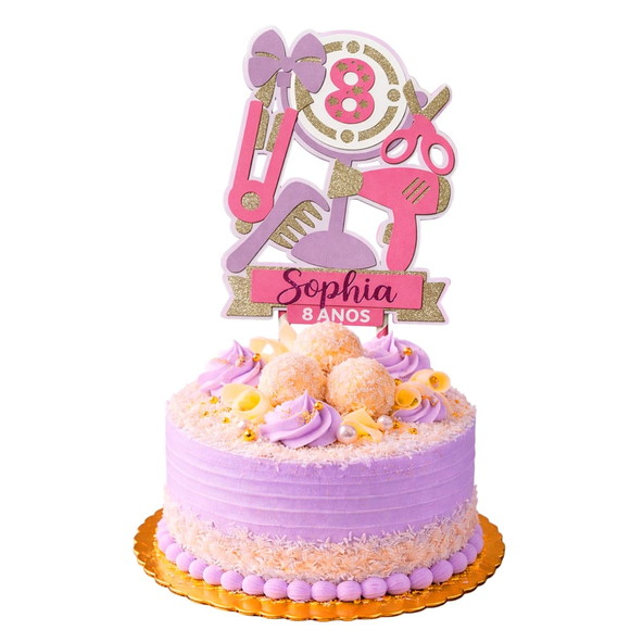 Topo de Bolo Premium Personalizado Cabeleireira - Imagem 4