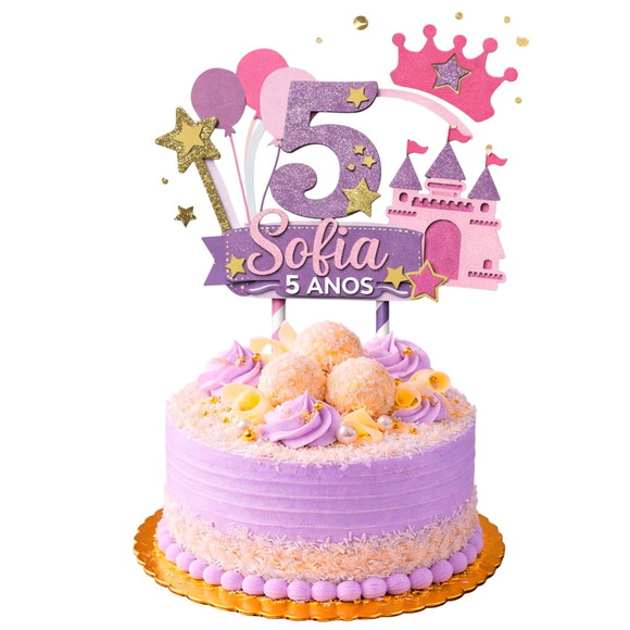 Topo de Bolo Premium Personalizado Castelo de Princesa - Imagem 4