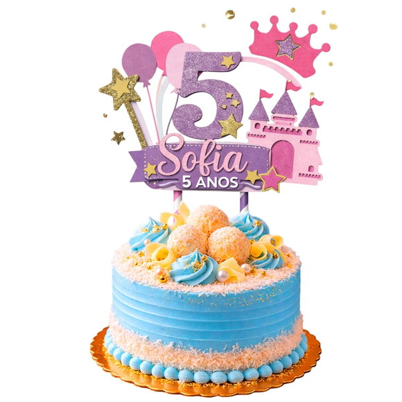 Topo de Bolo Premium Personalizado Castelo de Princesa - Imagem 5