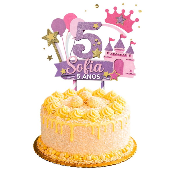 Topo de Bolo Premium Personalizado Castelo de Princesa - Imagem 2