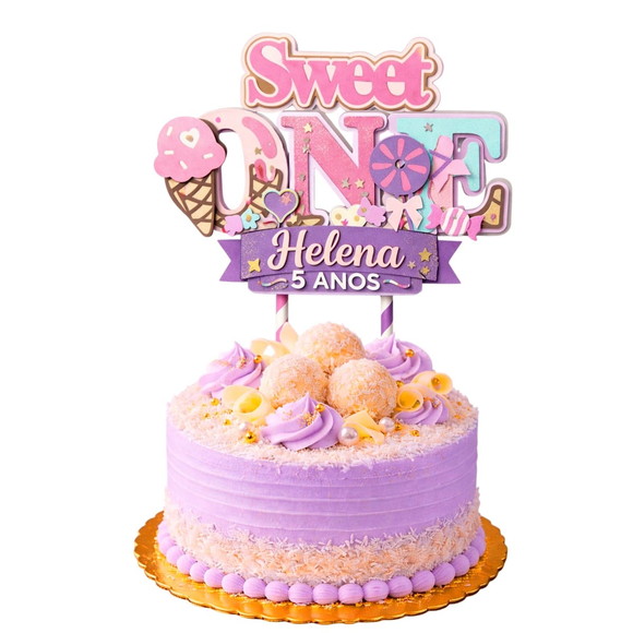 Topo de Bolo Premium Personalizado Doces - Imagem 4