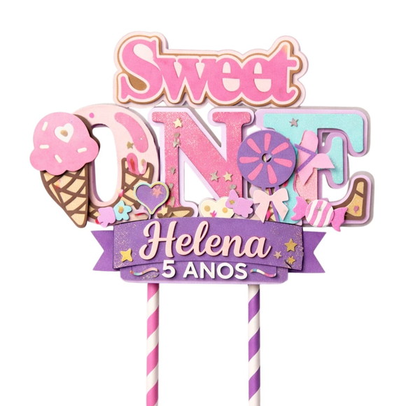 Topo de Bolo Premium Personalizado Doces