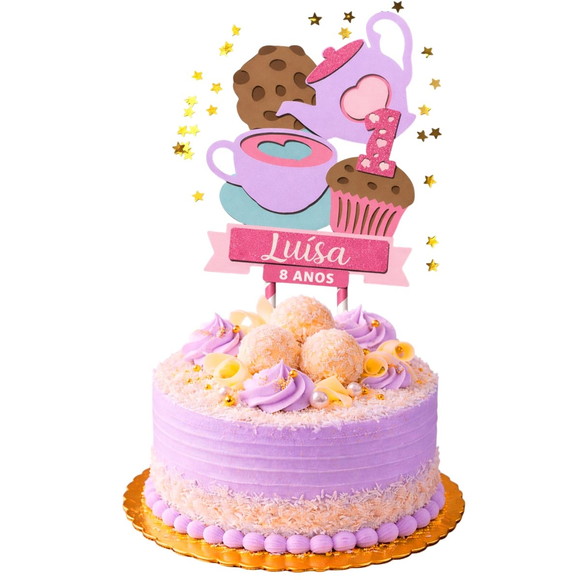Topo de Bolo Premium Personalizado Festa do Chá - Imagem 4