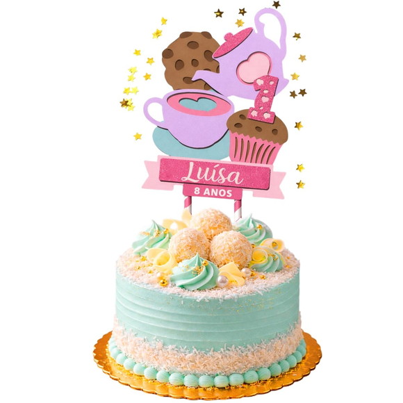 Topo de Bolo Premium Personalizado Festa do Chá - Imagem 3