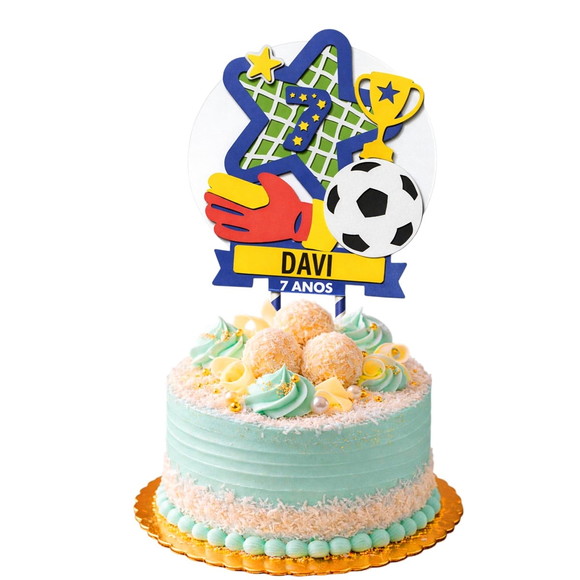 Topo de Bolo Premium Personalizado Futebol - Imagem 3