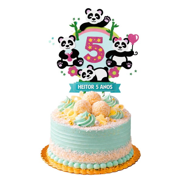 Topo de Bolo Premium Personalizado Pandinhas - Imagem 3