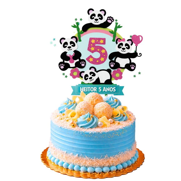 Topo de Bolo Premium Personalizado Pandinhas - Imagem 5