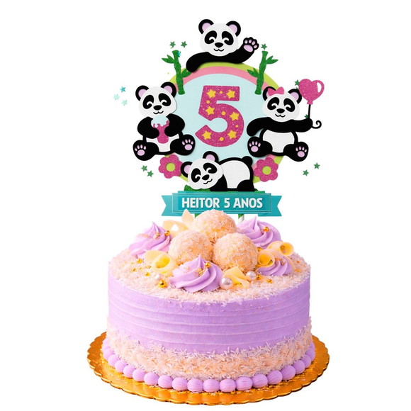 Topo de Bolo Premium Personalizado Pandinhas - Imagem 4