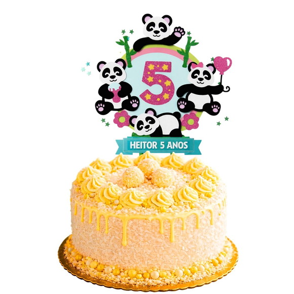 Topo de Bolo Premium Personalizado Pandinhas - Imagem 2
