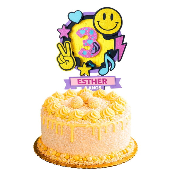 Topo de Bolo Premium Personalizado Rosto Sorridente - Imagem 2