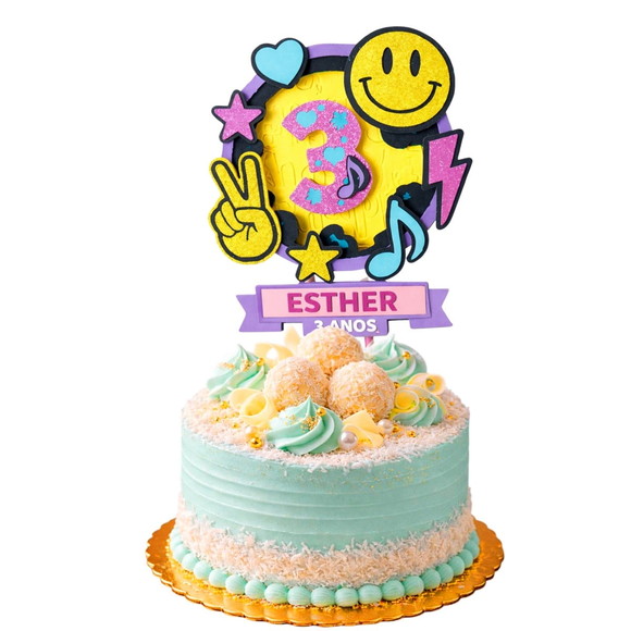 Topo de Bolo Premium Personalizado Rosto Sorridente - Imagem 3